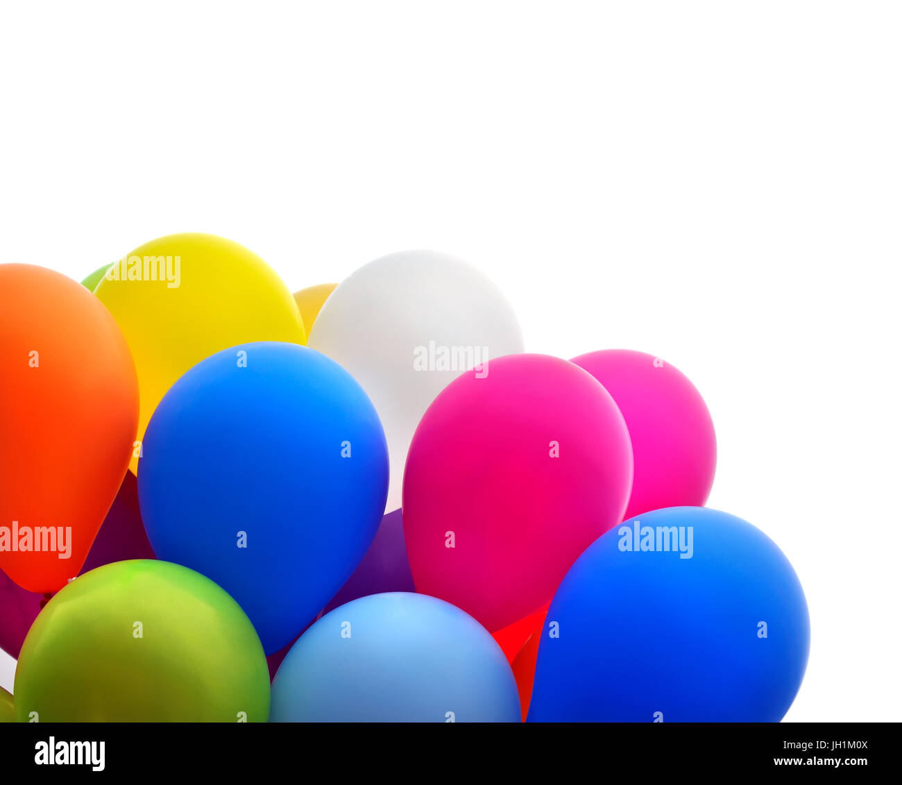 Palloncini multicolori, isolato su bianco Foto Stock