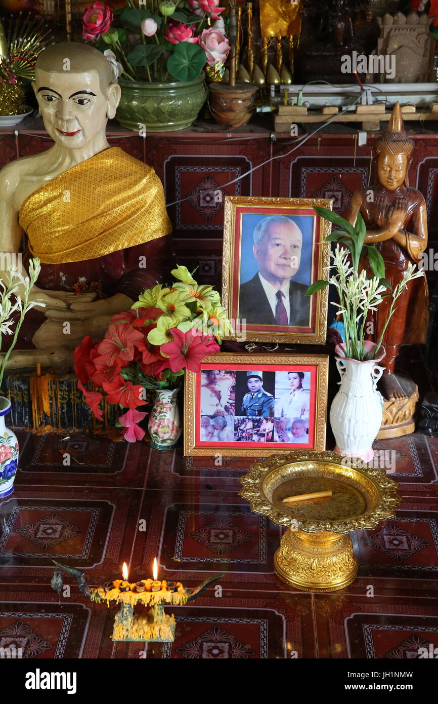 Fotografie in una pagoda di Khmer. Cambogia. Foto Stock