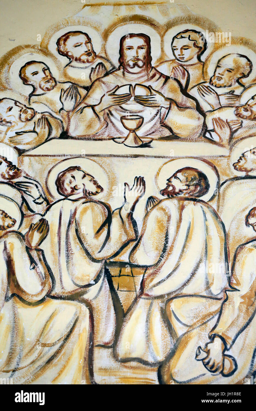 Lomé La Cattedrale del Sacro Cuore. Gesù nell Ultima Cena. Lomé. Il Togo. Foto Stock