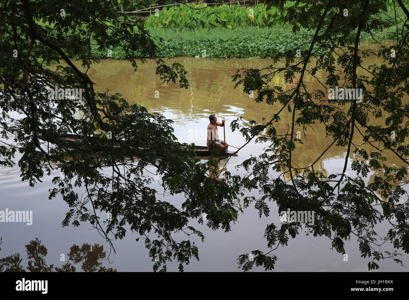 Vogatore sul fiume Ping a Chiang Mai. Thailandia. Foto Stock