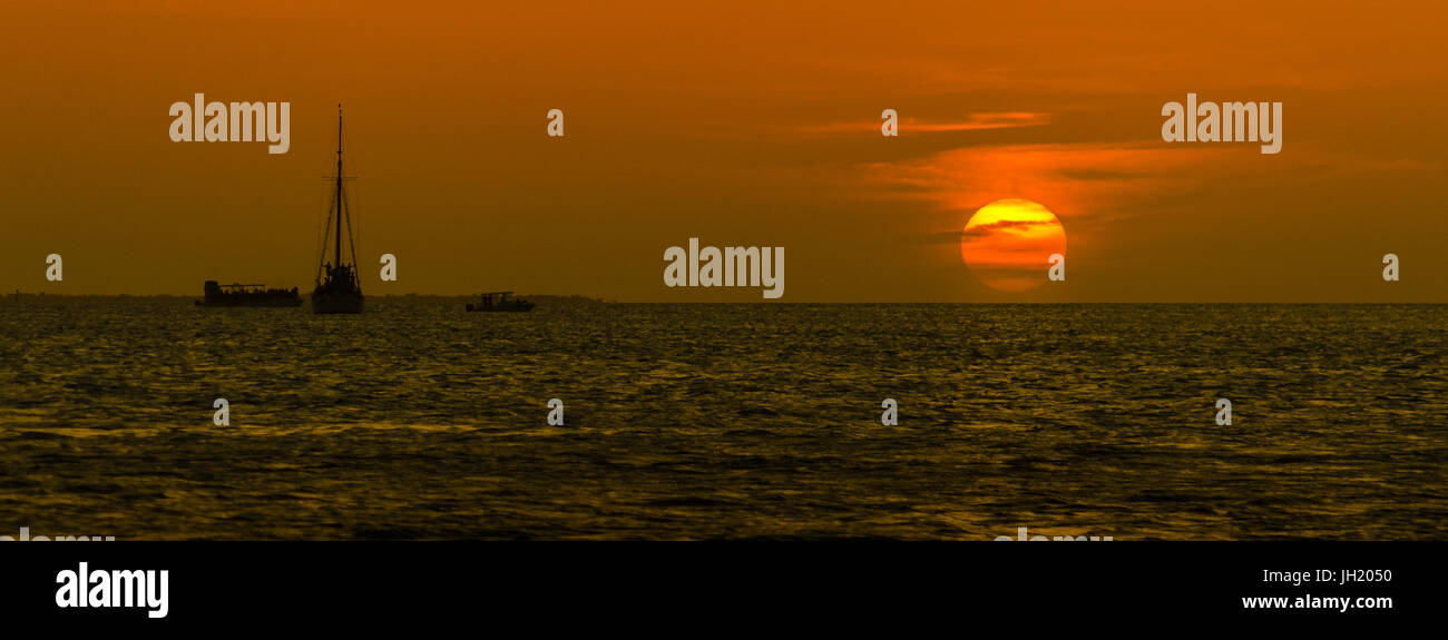 Arancione tramonto a Key West, florida usa Foto Stock