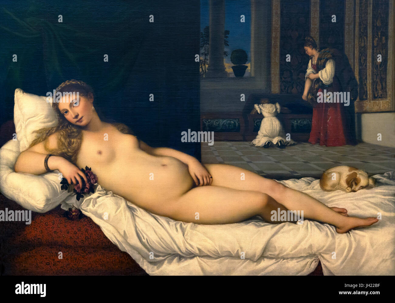 Venere di Urbino di Tiziano, 1538, Galleria degli Uffizi, Firenze, Toscana, Italia, Europa Foto Stock