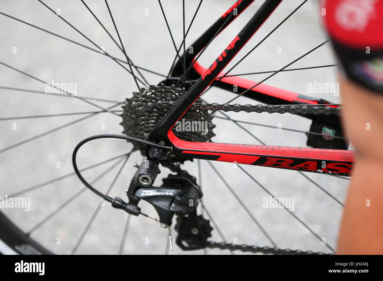 Bici da corsa. Ingranaggio di deragliatore. La Francia Foto stock - Alamy