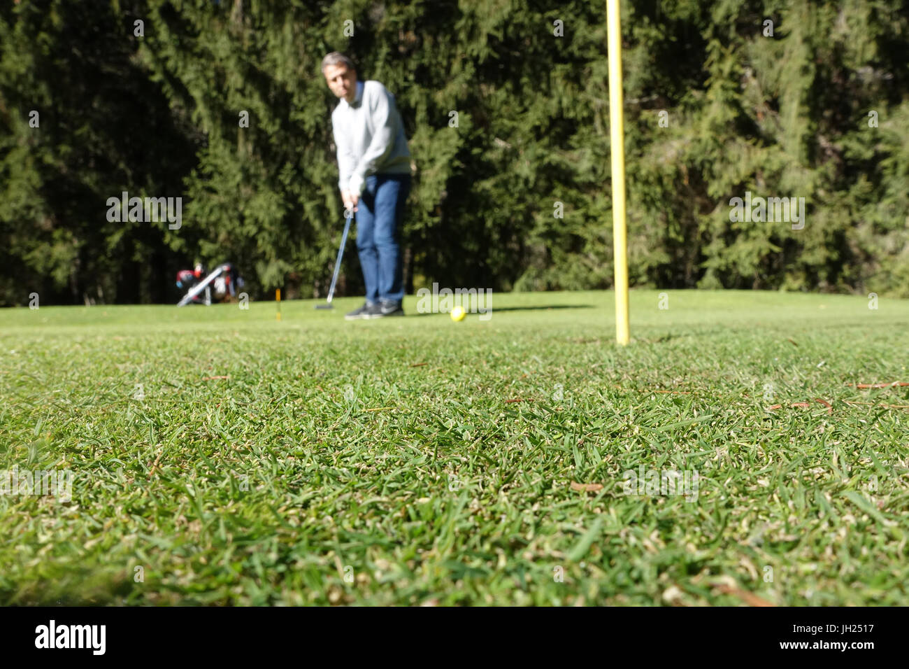 Campo da golf di Chamonix. Giocatore di golf. La Francia. Foto Stock
