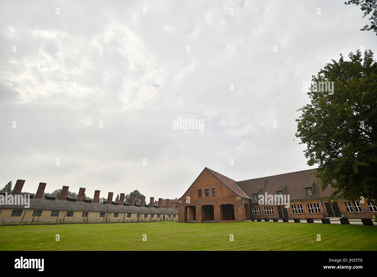 Campo di concentramento di Auschwitz il perimetro. Cracovia. La Polonia. Foto Stock