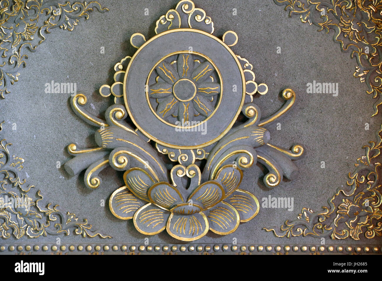 Dente del Buddha reliquia tempio in Chinatown. Ruota di Dharma. Singapore. Foto Stock