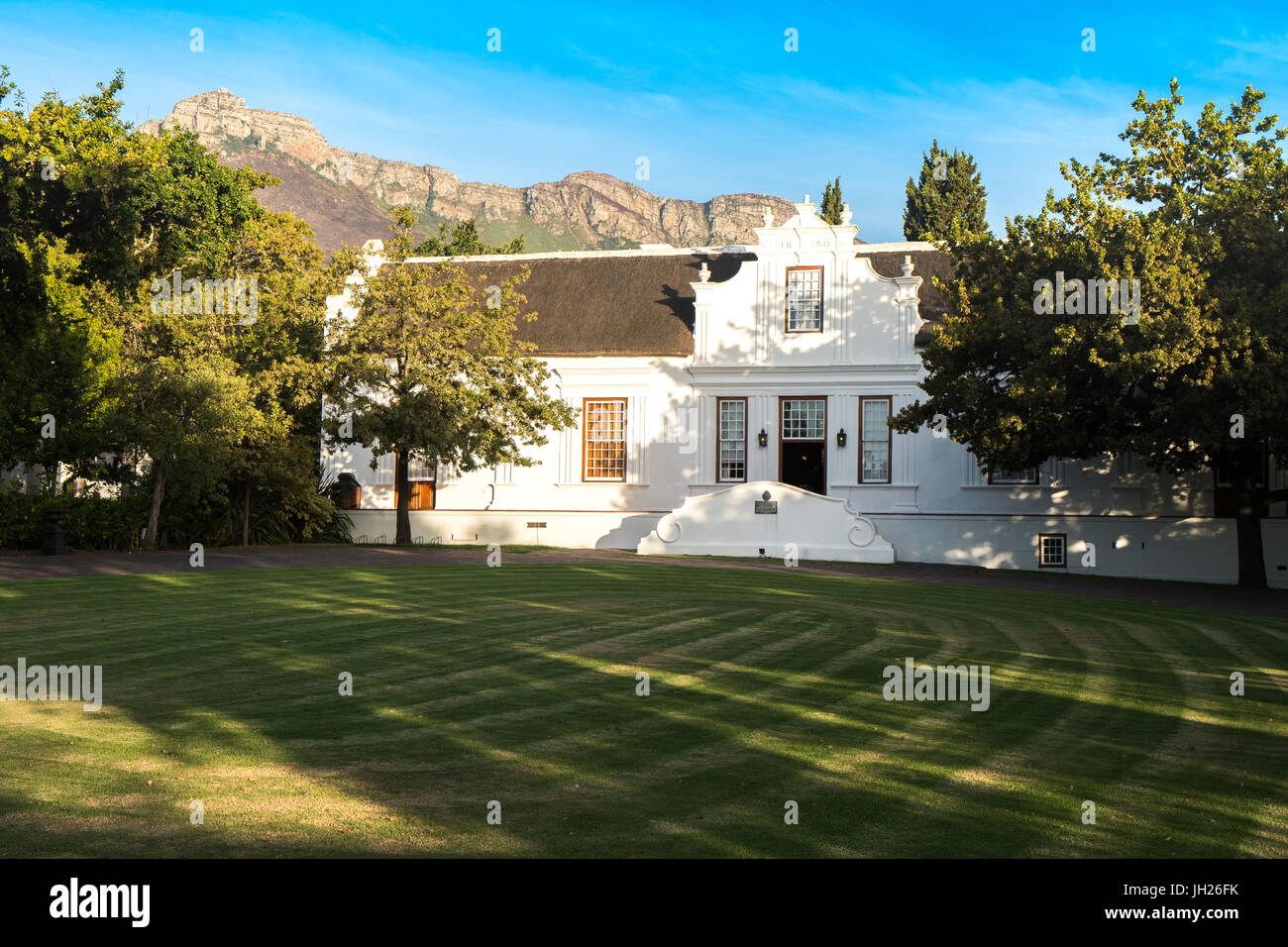 Casa Principale, Lanzerac Wine Estate, stabilito 1830, nei pressi di Franschoek e, Western Cape, Sud Africa e Africa Foto Stock