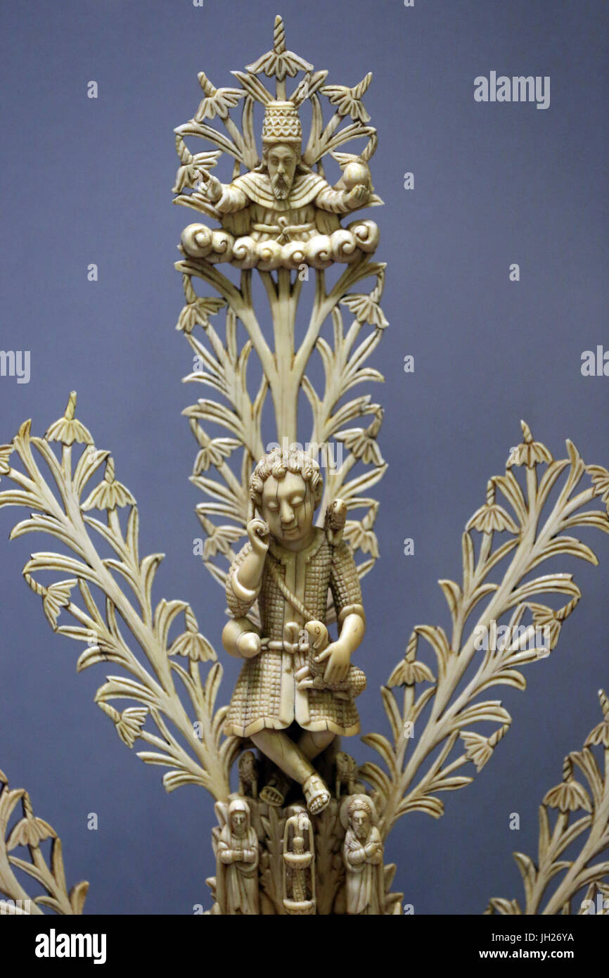 Asian Civlisations museo. Il cristianesimo in Asia: Arte sacra e splendore visivo. Gesù Buon Pastore. India, Goa, xvii secolo. Scultura in avorio. S Foto Stock