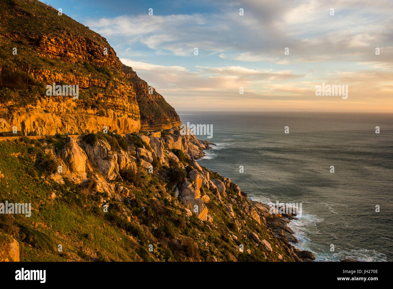 Le scogliere di Capo di Buona Speranza al tramonto, Sud Africa e Africa Foto Stock