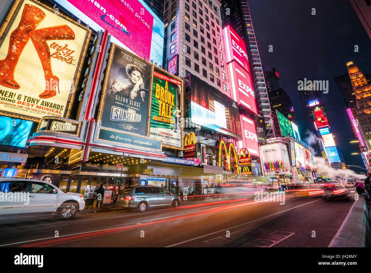 Times Square di notte a New York City, Stati Uniti d'America, America del Nord Foto Stock