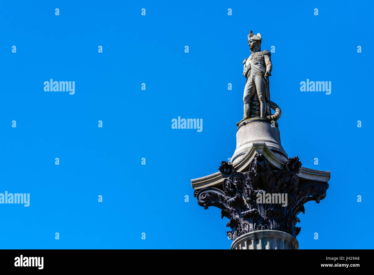 Nelson la colonna, Trafalgar Square, London, England, Regno Unito, Europa Foto Stock