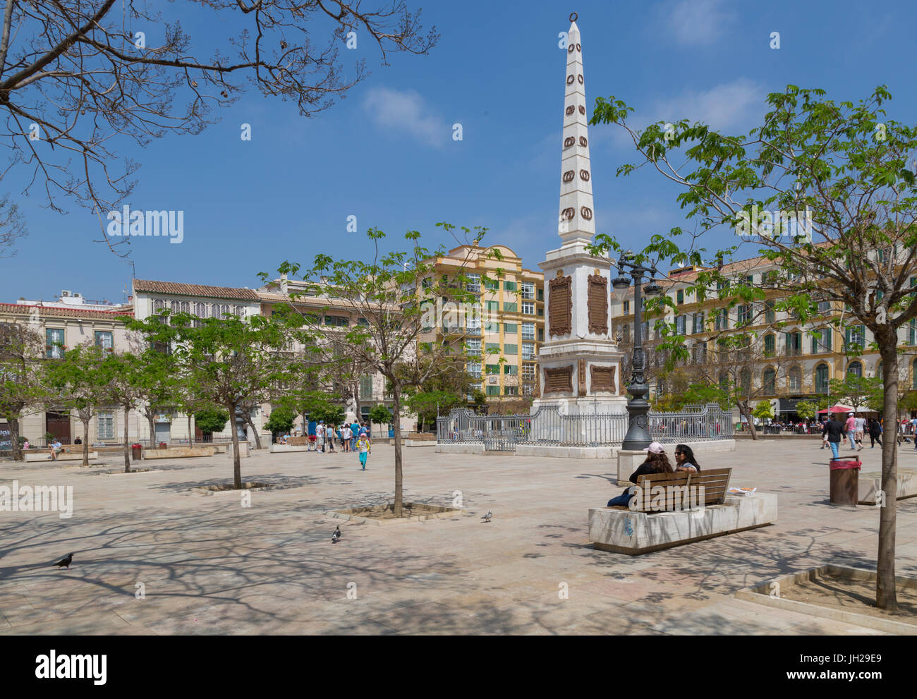 Vista del monumento in Plaza de la Merced, Malaga, Costa del Sol, Andalusia, Spagna, Europa Foto Stock