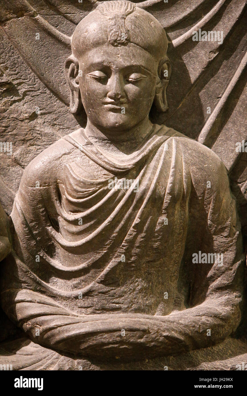 Il Victoria and Albert Museum. Parte di un rilievo con la morte del Buddha (parinirvana). 200-400. Periodo Kushan. Lo scisto. Gandhara/nord-ovest del Pakistan. Uni Foto Stock
