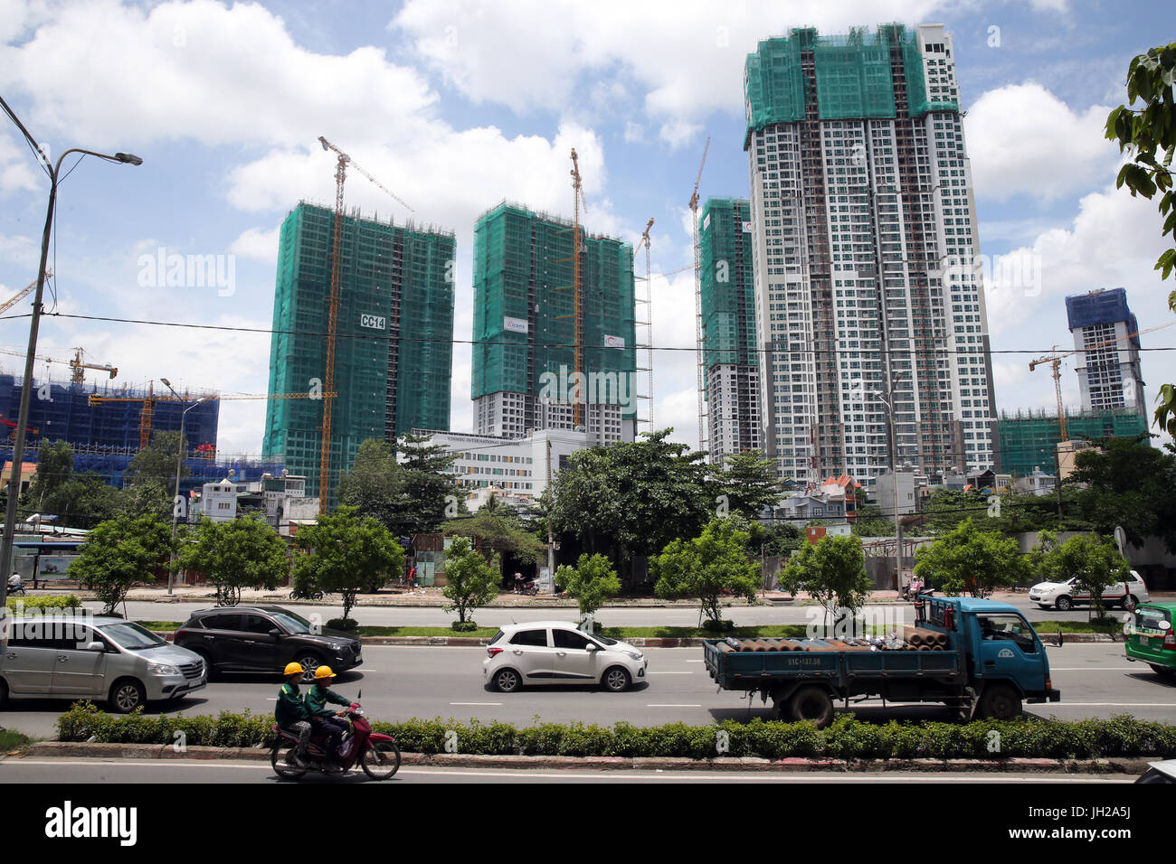 Il sito di costruzione a Saigon sud, un misto residenziale e commerciale per lo sviluppo urbano che copre 3.300 ettari. Ho Chi Minh City. Il Vietnam. Foto Stock