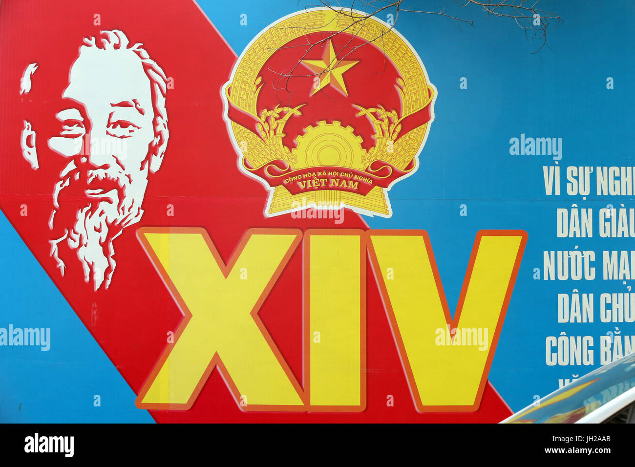 Ho Chi Minh. Presidente (1945Ð69) della Repubblica Democratica del Vietnam. Rivoluzionario di propaganda comunista opere d'arte. Ho Chi Minh City. Il Vietnam. Foto Stock
