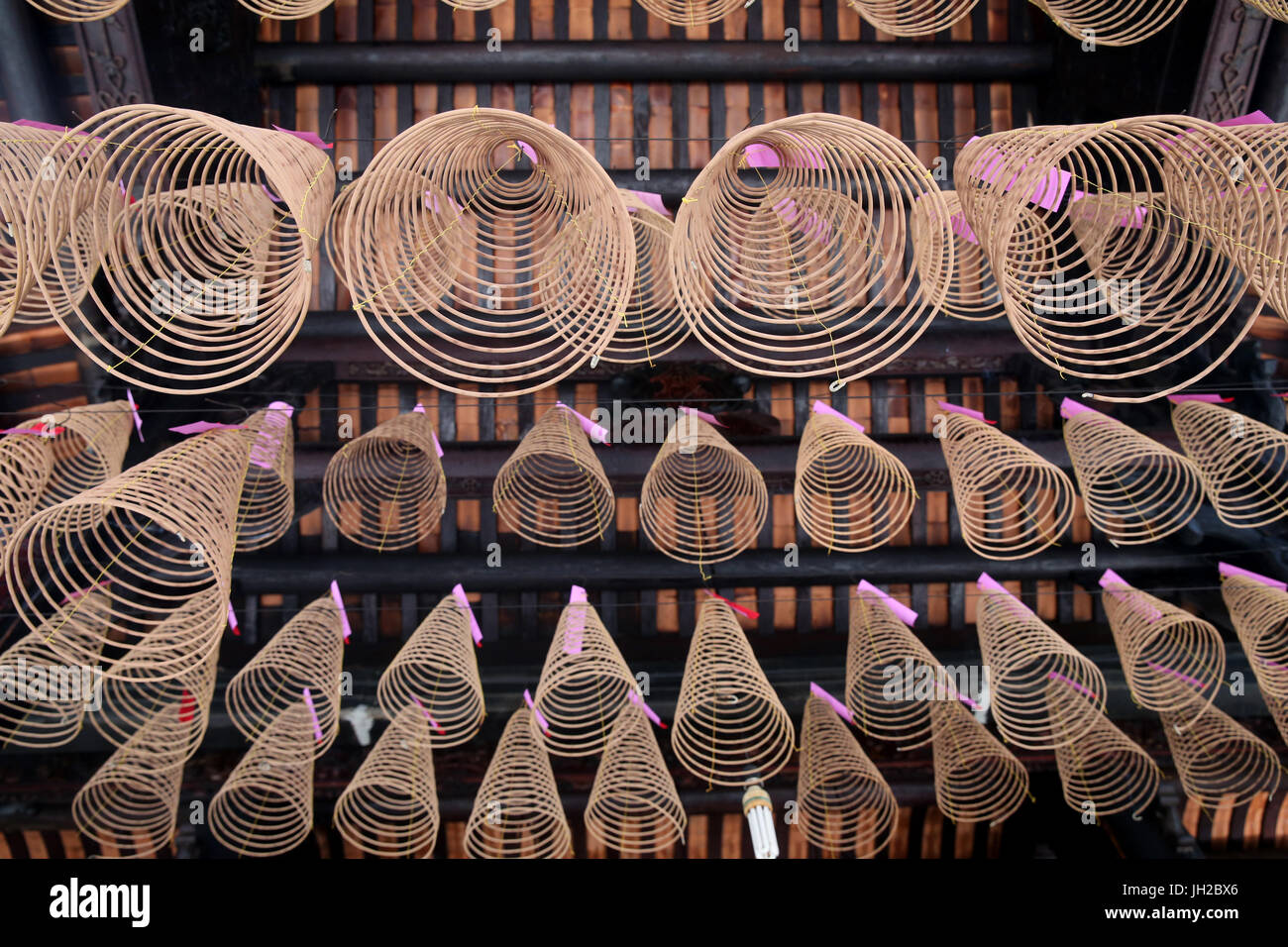 Il tempio taoista. Phuoc un Hoi Quan Pagoda. Spirale bastoncini di incenso. Ho Chi Minh City. Il Vietnam. Foto Stock