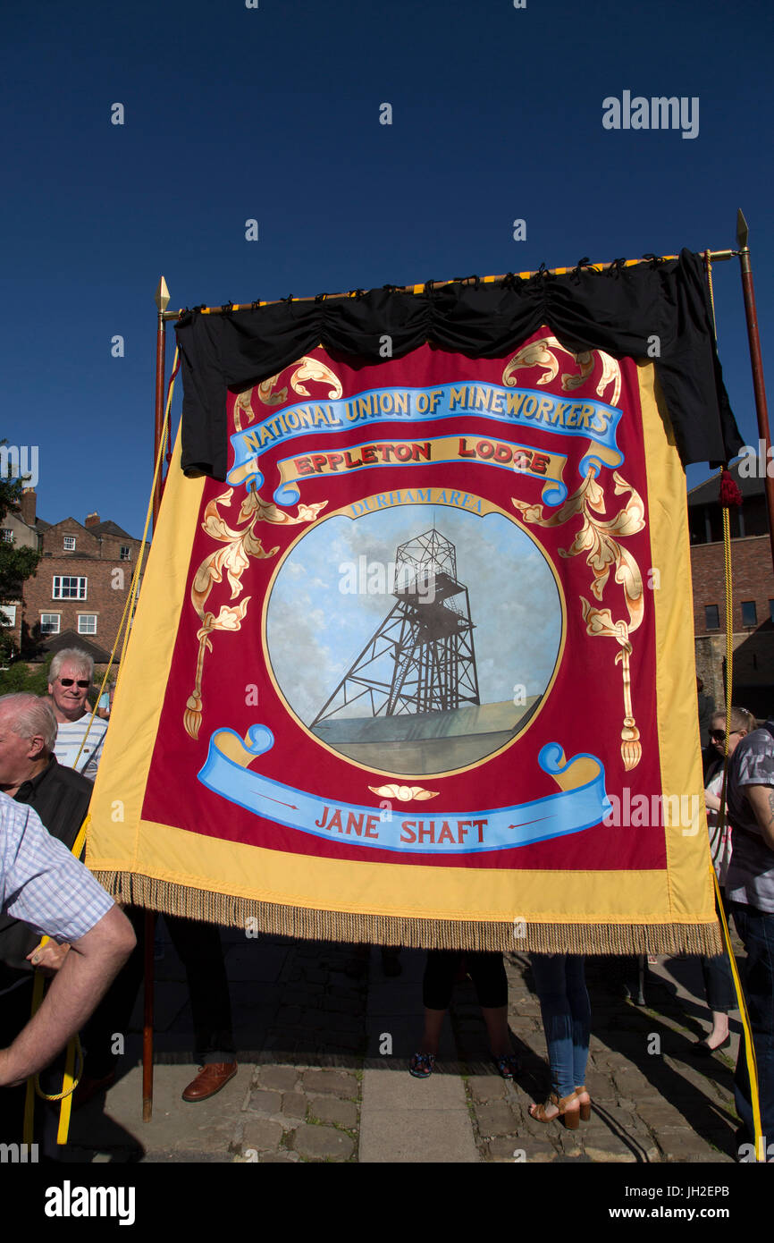 Eppleton Lodge Unione nazionale dei minatori " banner in Durham dei minatori a Gala Durham City, Inghilterra. La 133Gala ha attirato più di 200.000 persone in Foto Stock