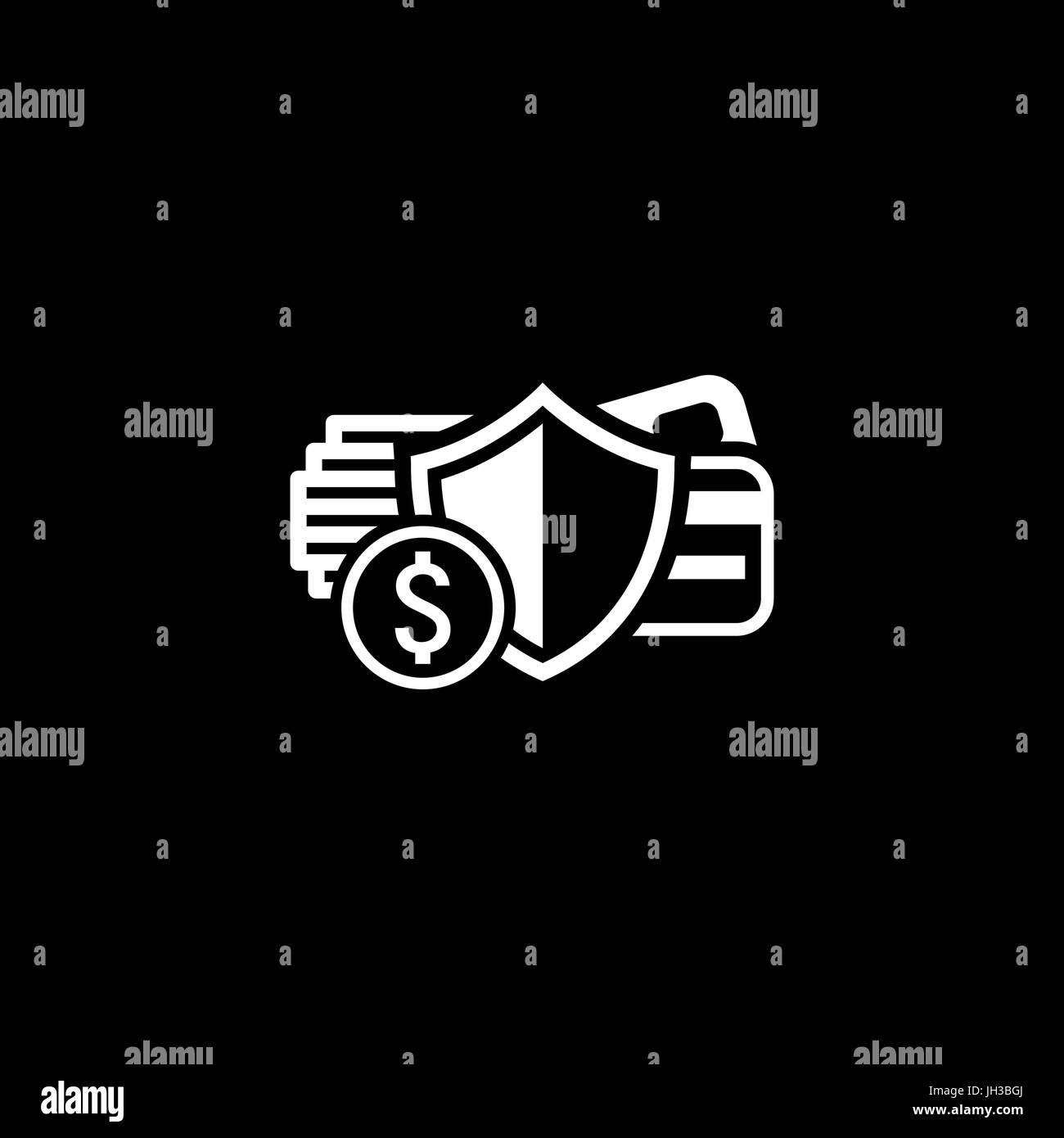 Transazione sicura icona. Design piatto. Illustrazione Vettoriale