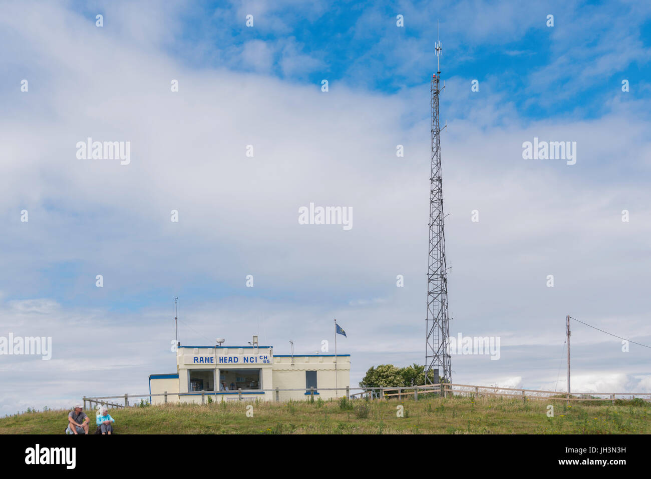 Coastwatch nazionale Istituzione in rame testa, Cornwall. Foto Stock