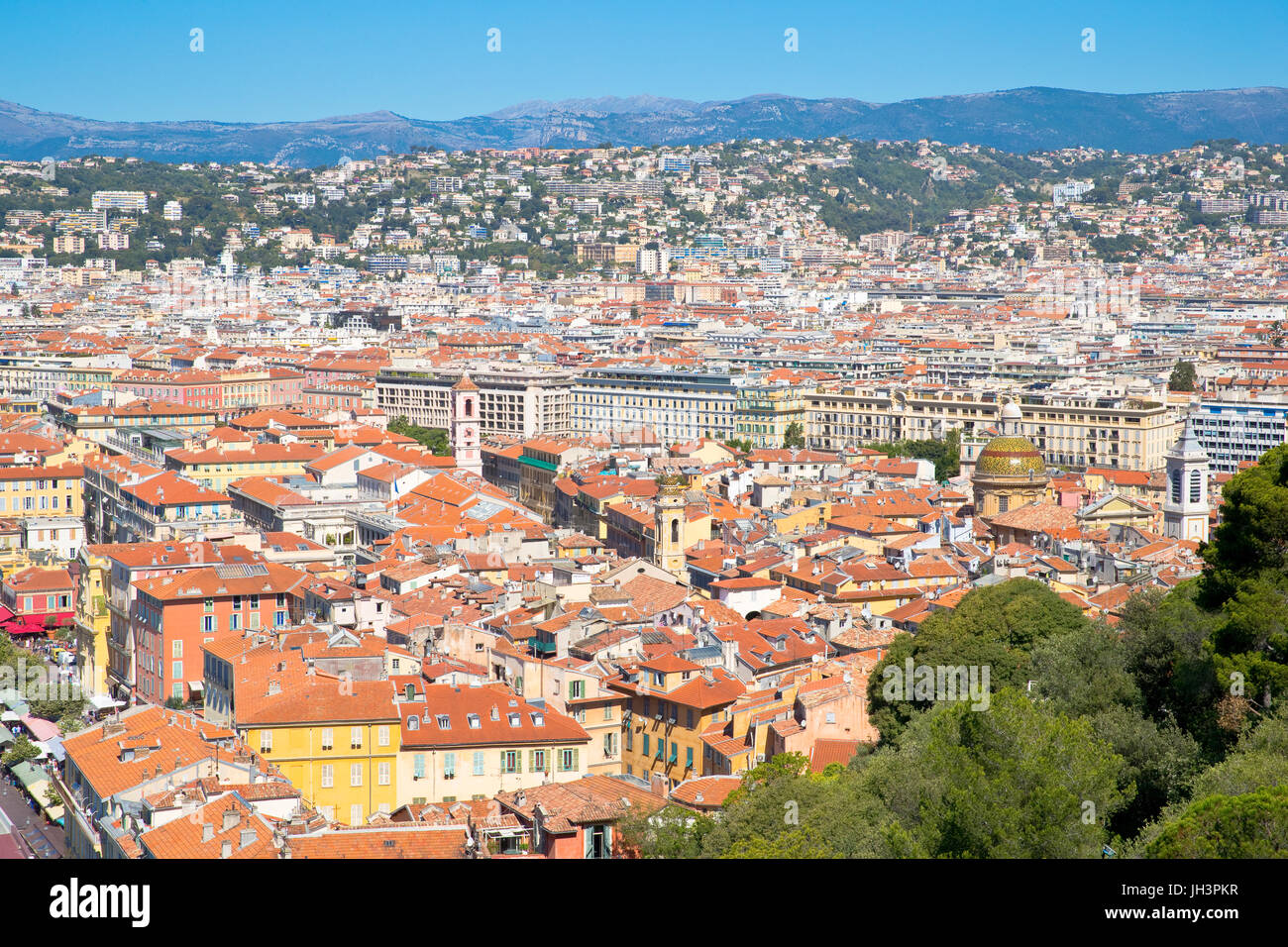 Vista panoramica della città vecchia di Nizza, Francia Foto Stock