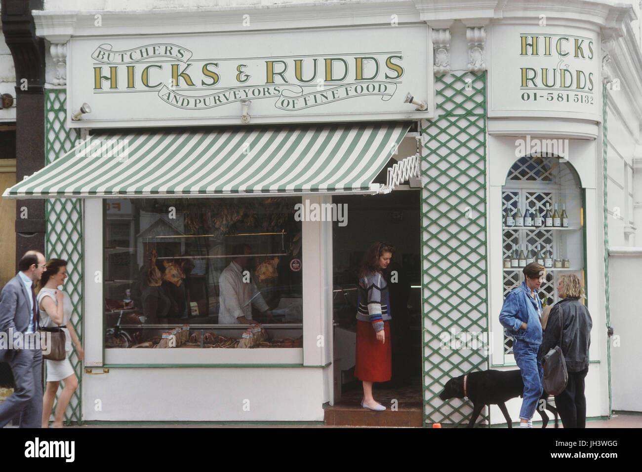 Vecchio negozio di macellaio, Londra, Inghilterra, Regno Unito, circa ottanta Foto Stock