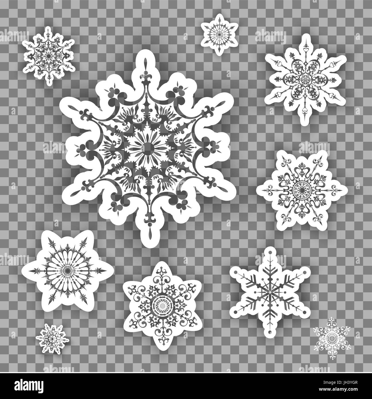 Bella serie di fiocchi di neve Illustrazione Vettoriale