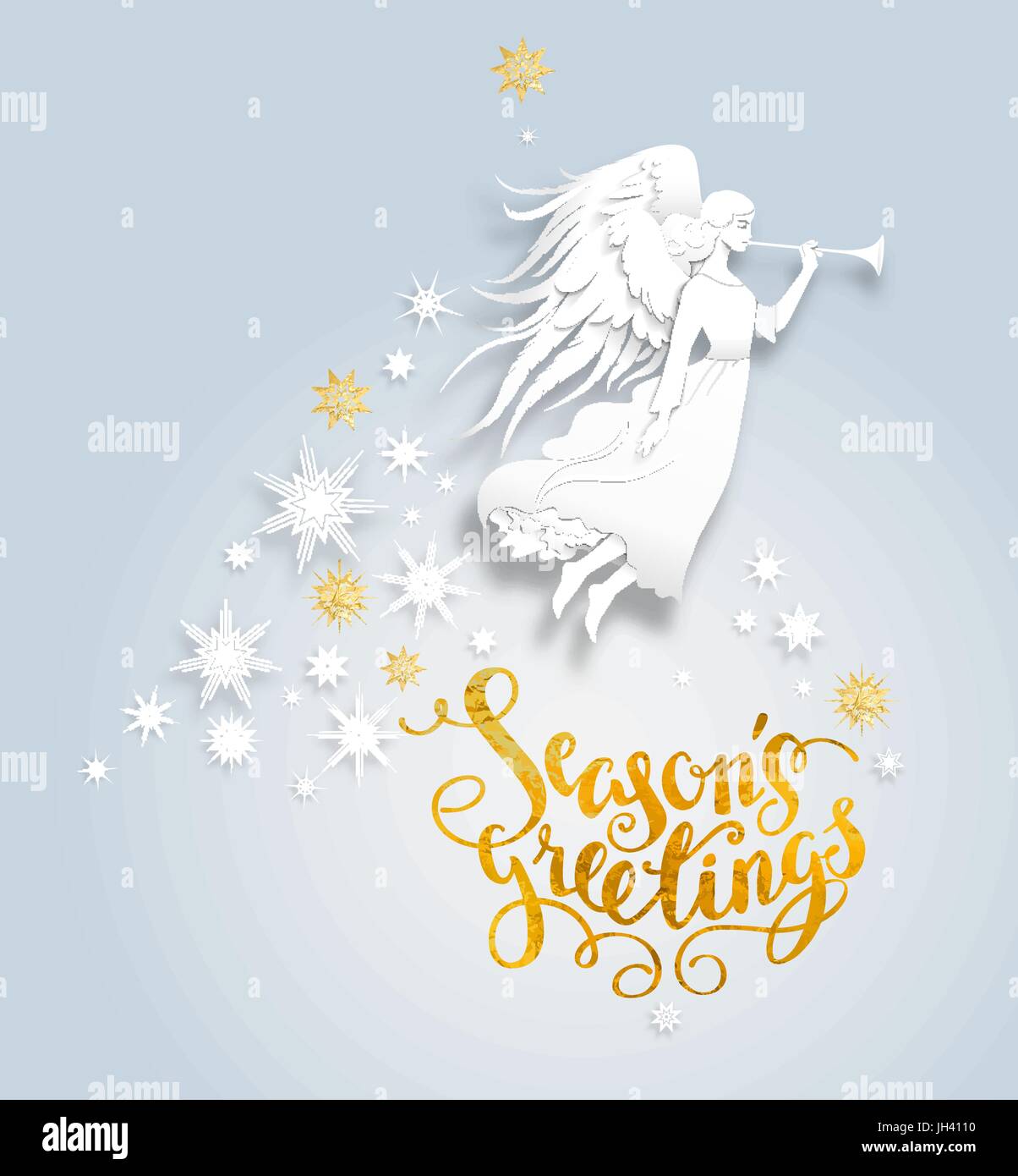 Sfondo di neve con angelo Illustrazione Vettoriale