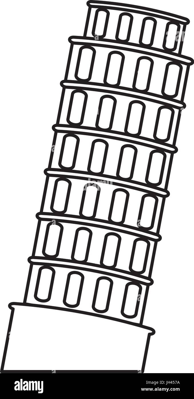 Torre di Pisa edificio icona illustrazione vettoriale graphic design Illustrazione Vettoriale