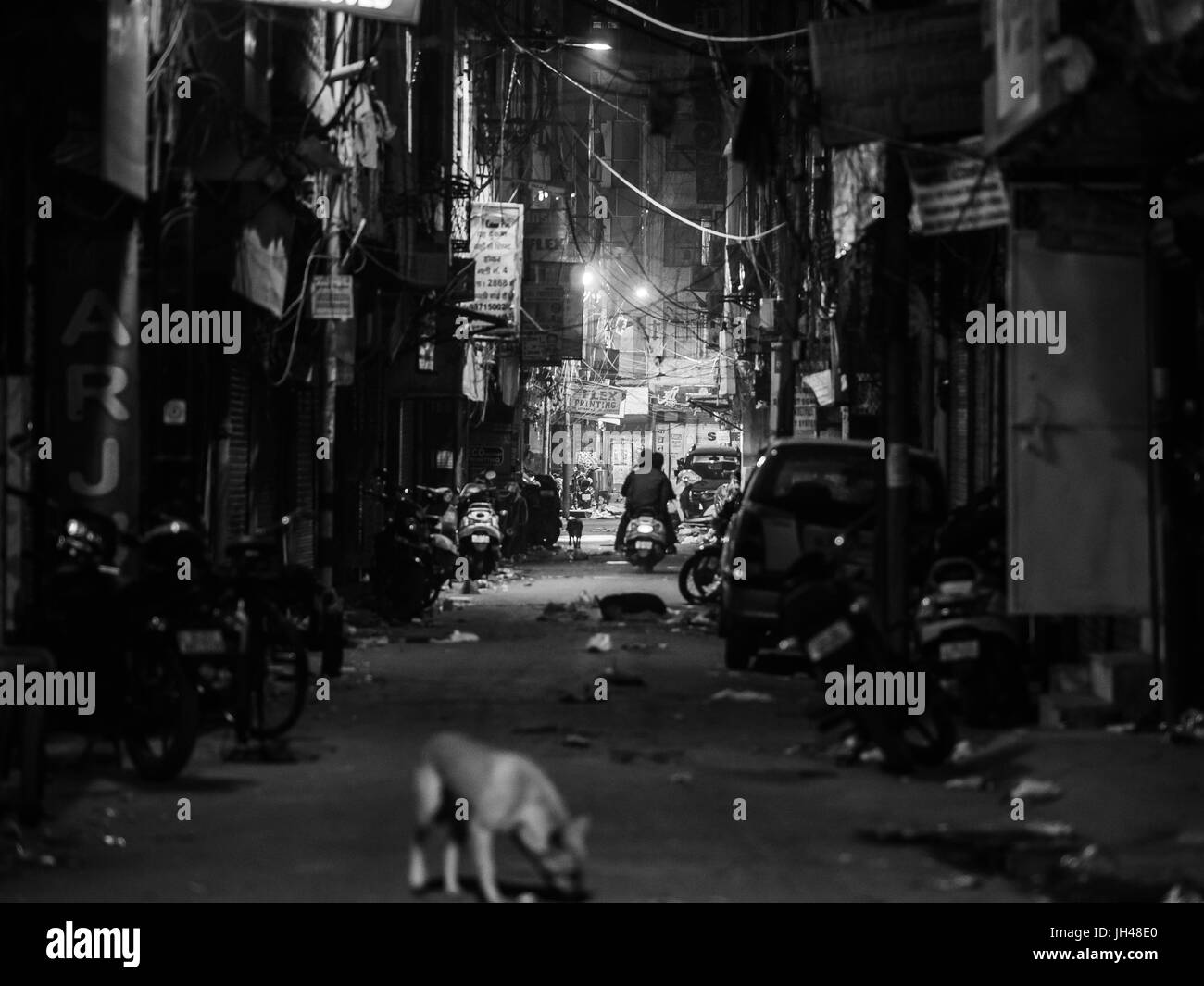 Delhi, India - 27 dicembre 2015 - blur a scopo di colpi di strade di Delhi di notte Foto Stock