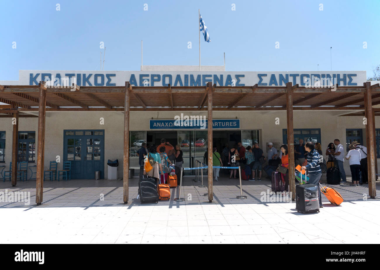Flughafen santorin, kykladen, aegaeis, griechenland, mittelmeer, europa | Aeroporto di Santorini, cicladi grecia, mare Mediterraneo, Europa Foto Stock