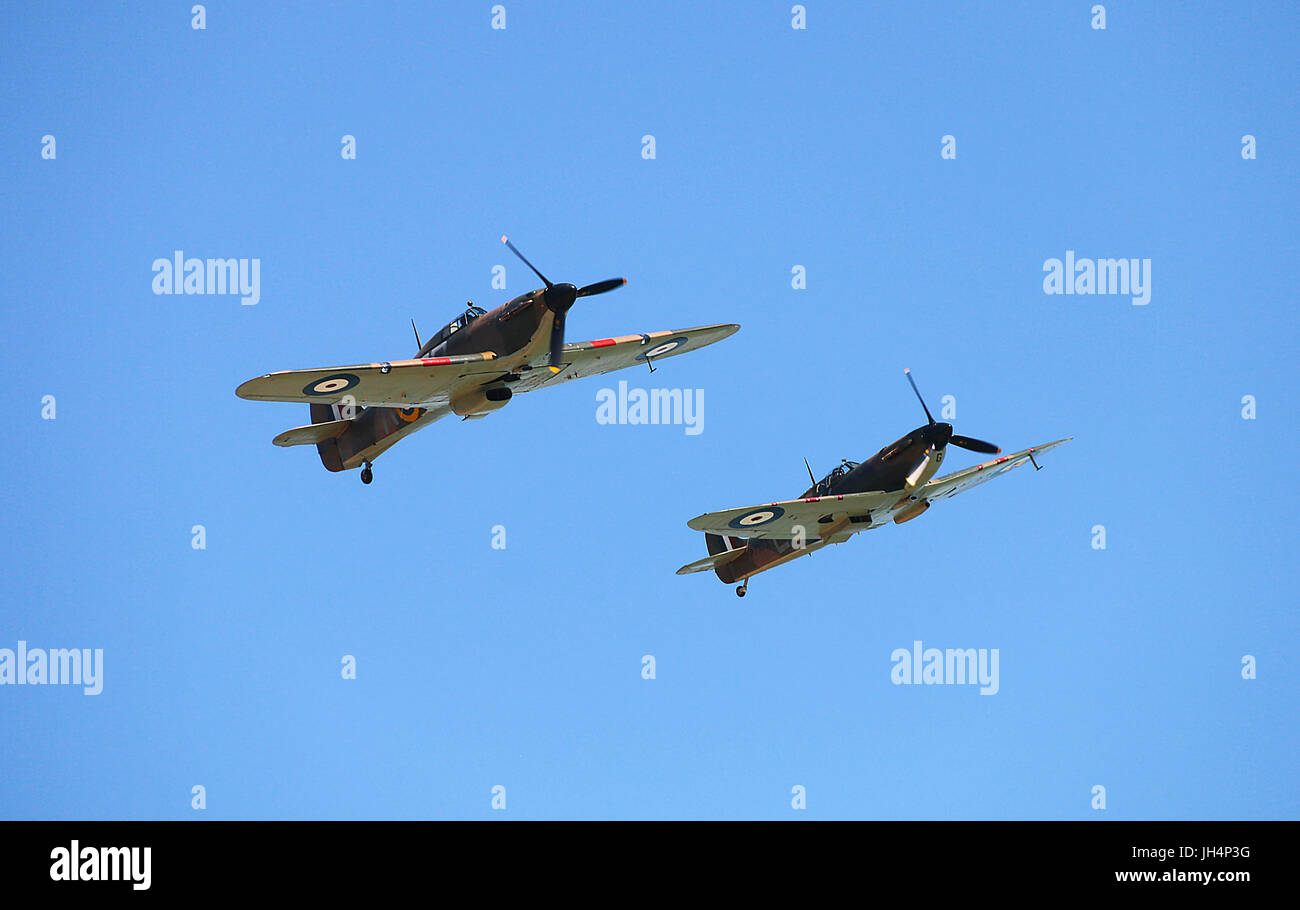 RAF Hurricane e Spitfire salire Walmer 2017 Foto Stock