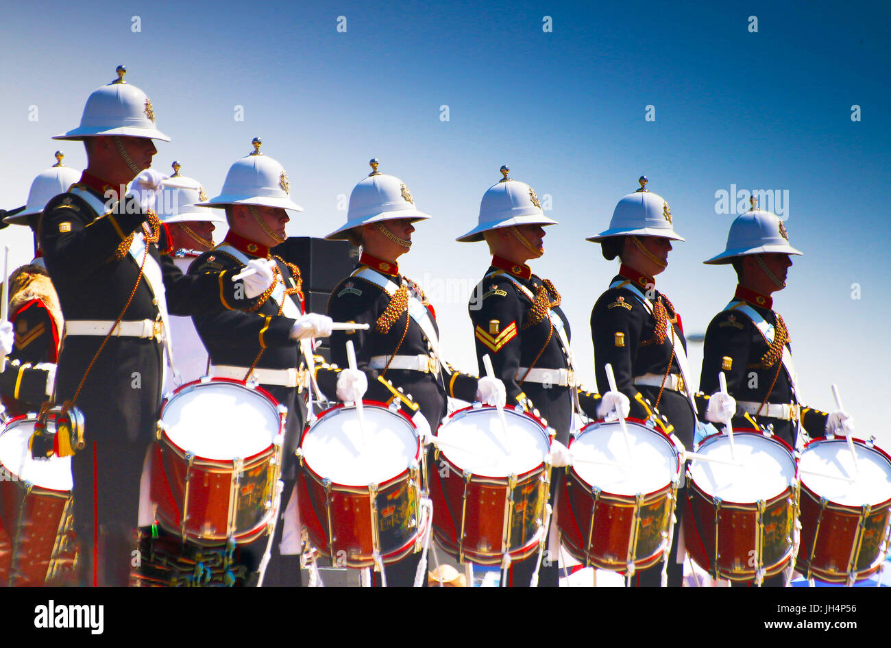 Royal Marines batteristi di banda Walmer 2017 Foto Stock