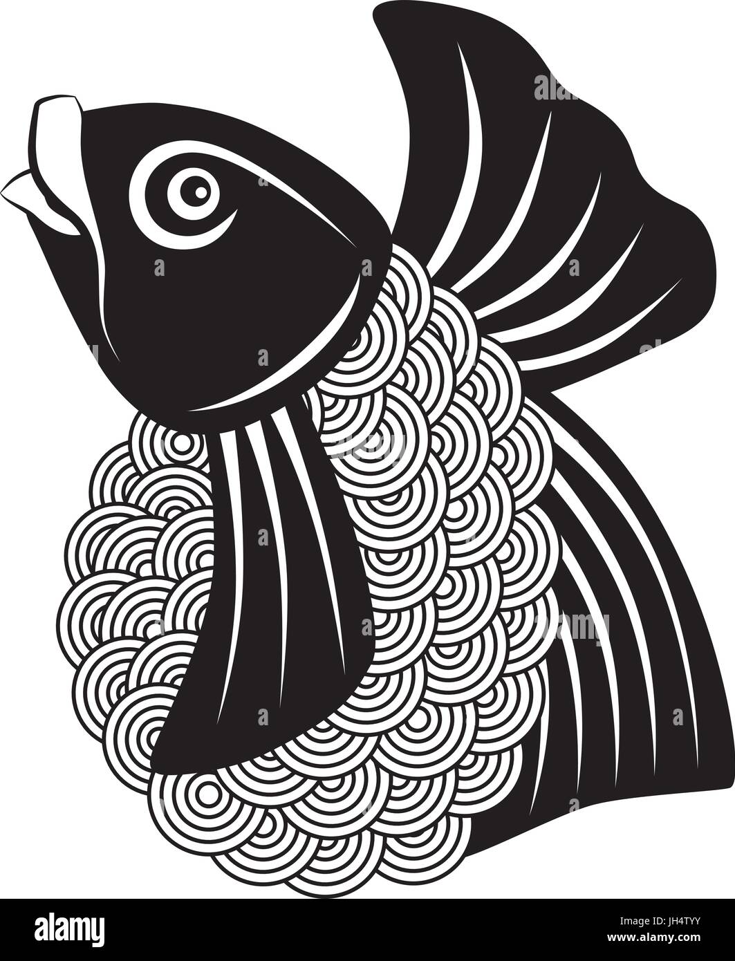 Carpe Giapponesi Astratto Di Pesce Bianco E Nero
