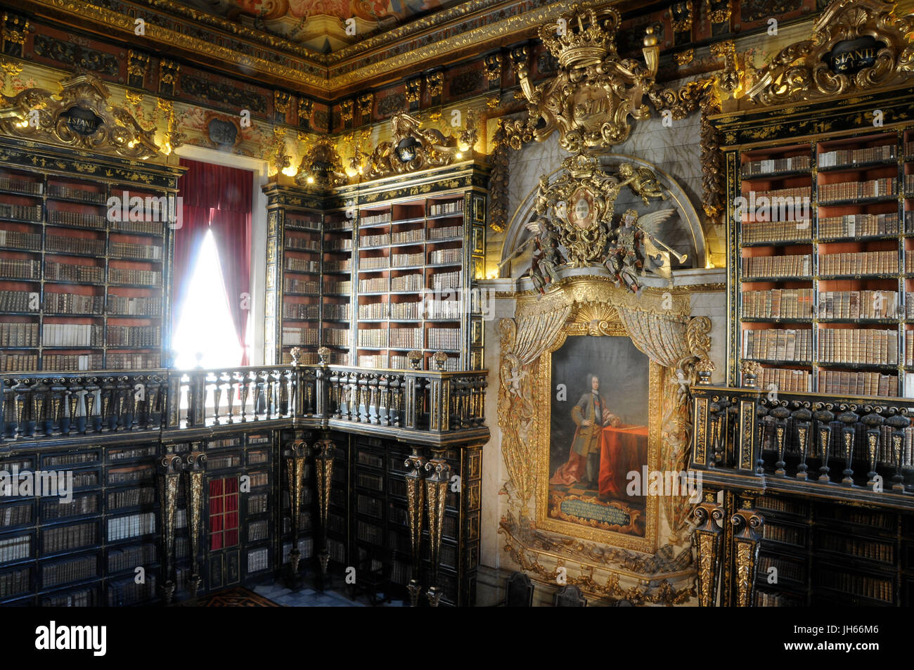 Biblioteca Joanina, all'interno, 2017, palazzo scolastico dell'Università di Coimbra, Coimbra, Portogallo. Foto Stock