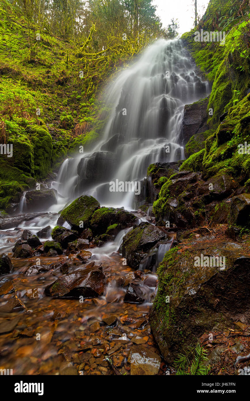 Le Fairy Falls presso la Columbia River Gorge in Oregon Foto Stock