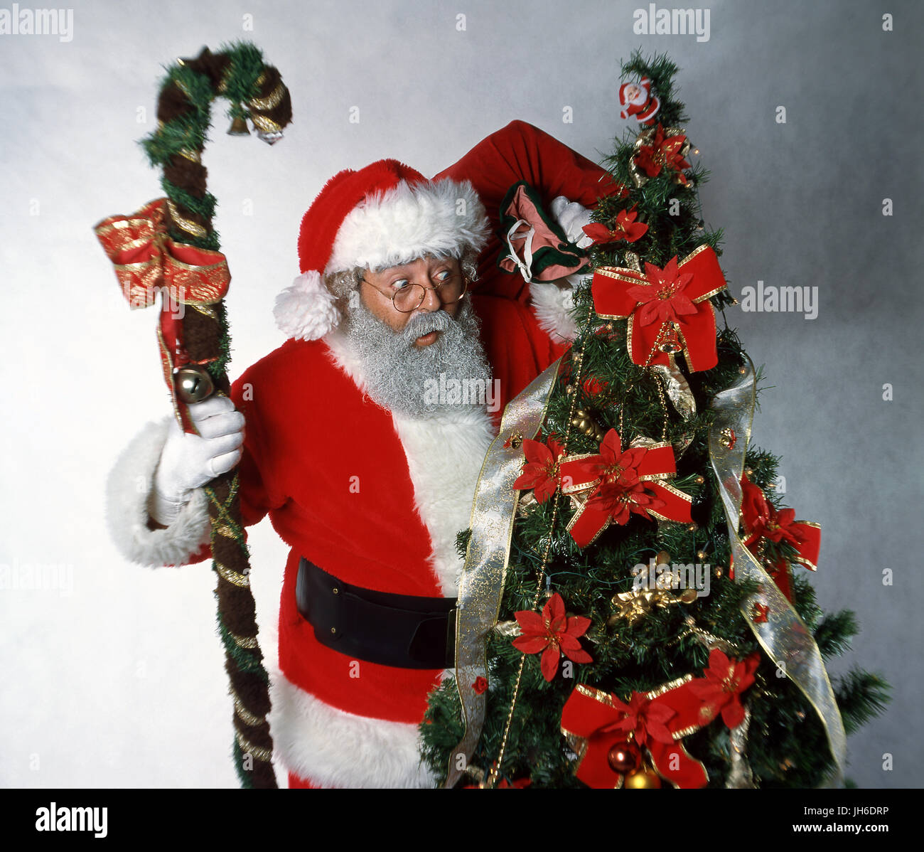 Santa Claus, albero di natale Foto Stock