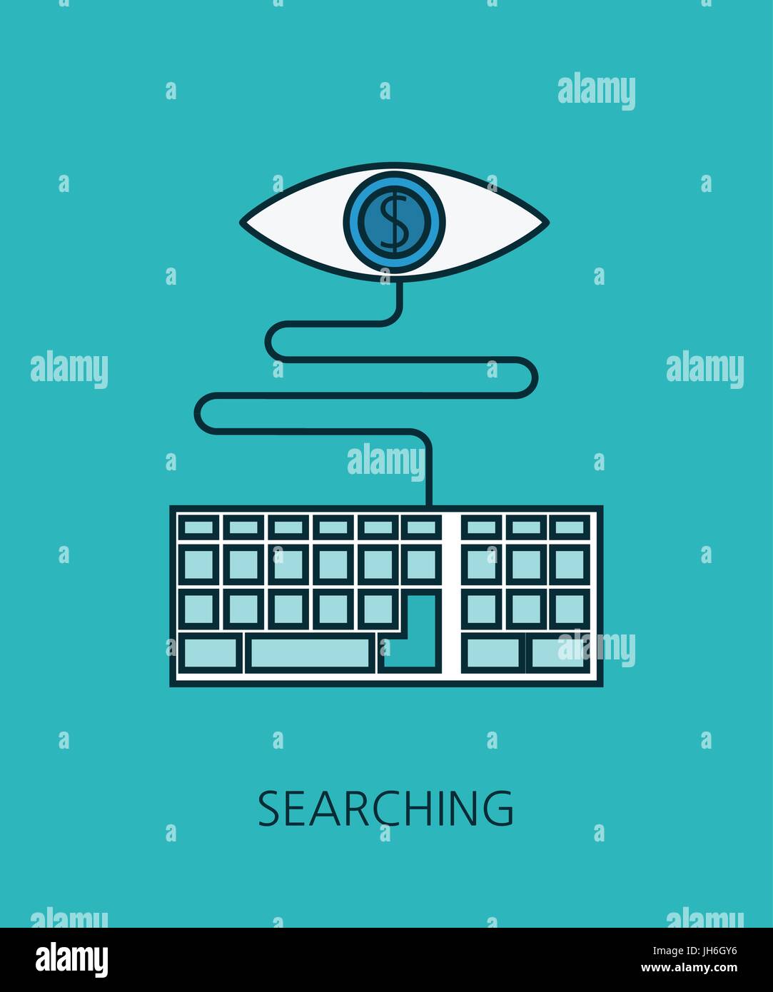 La ricerca in linea piana concetto icona Illustrazione Vettoriale