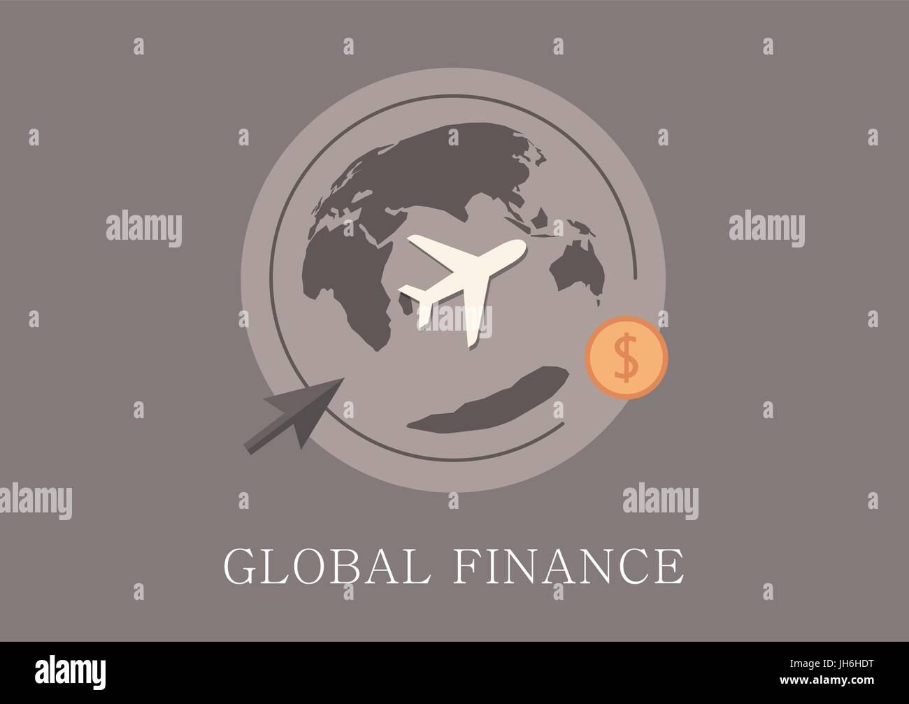 Moderno e classico design global finance concetto icona piatta Illustrazione Vettoriale