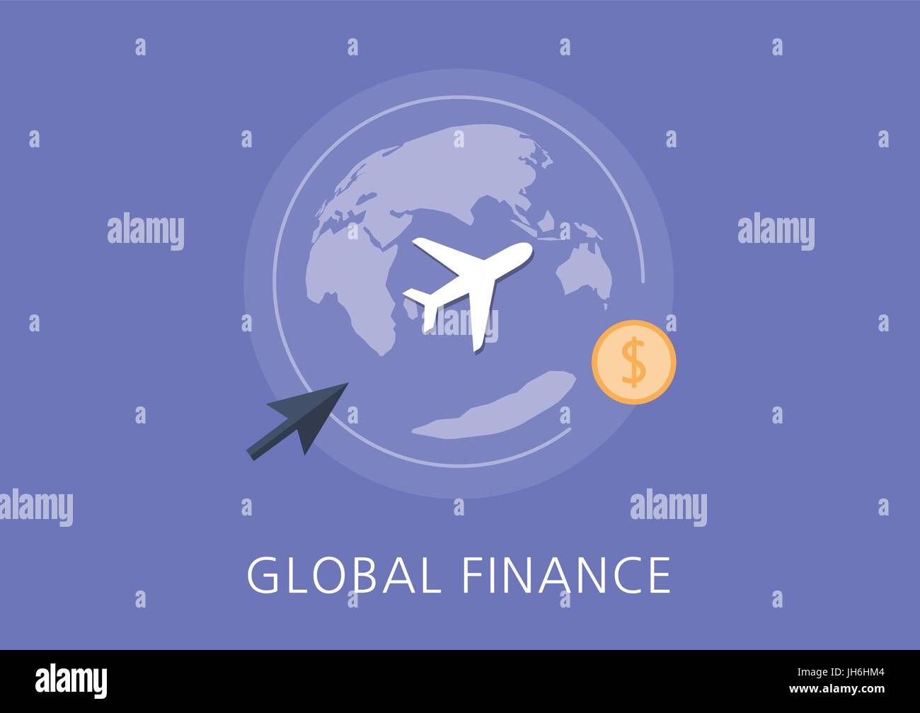 Finanza globale concetto icona piatta Illustrazione Vettoriale