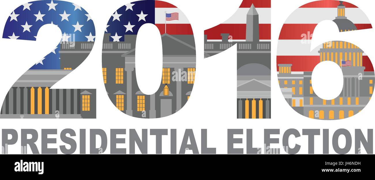 2016 elezioni presidenziali americane gara Washington DC Bandiera illustrazione di contorno Illustrazione Vettoriale