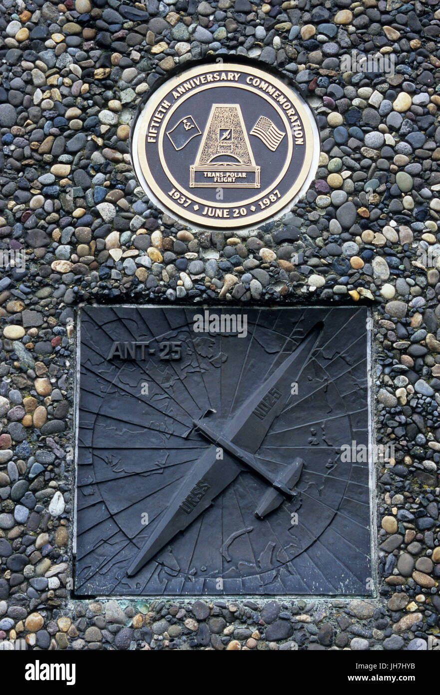 Volo Trans-Polar monumento, Pearson Air Museum, Vancouver National Historic Reserve, Washington Foto Stock