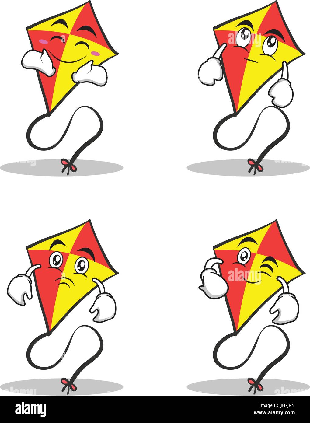Set di aquilone rosso personaggio cartoon Illustrazione Vettoriale