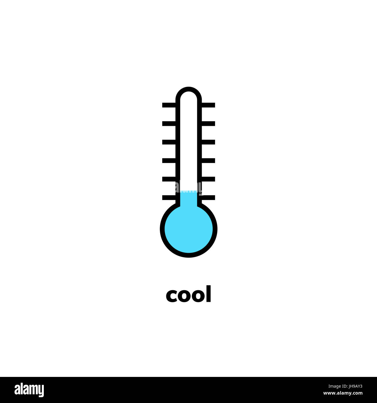 Icona della temperatura, clip art. A stretta gamma termometro a mercurio mostra tempo fresco Foto Stock
