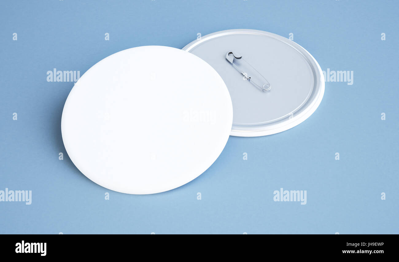 3D rendering del bianco badge pin Foto Stock