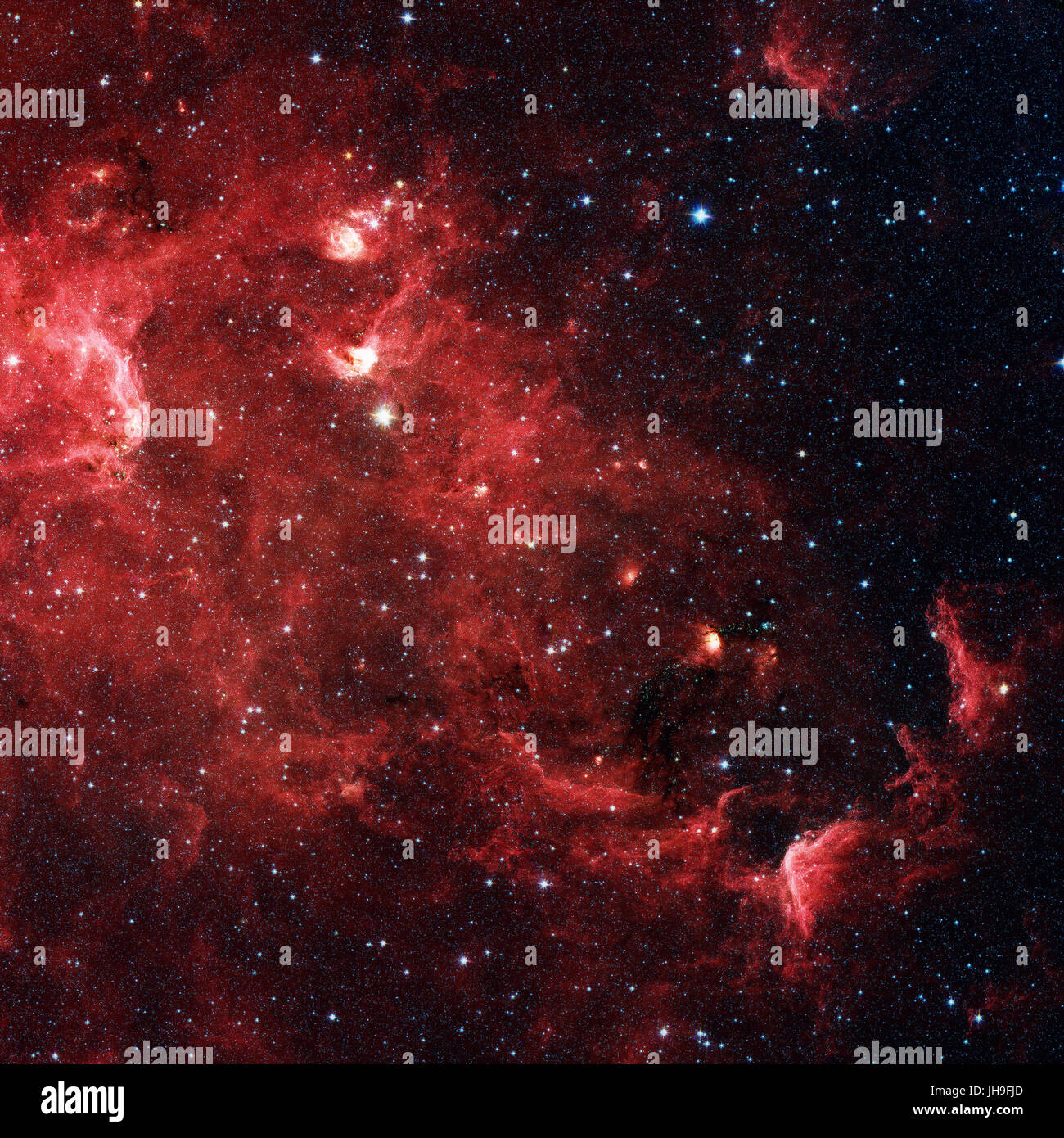 L'America del nord Nebula è una nebulosa a emissione nella costellazione del Cigno, vicino a Deneb. Vista a raggi infrarossi dalla NASA il telescopio spaziale Spitzer. Ritocco Foto Stock