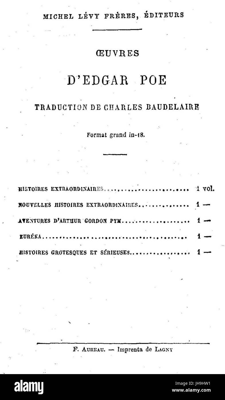 Histoires extraordinaires, 002 Foto Stock