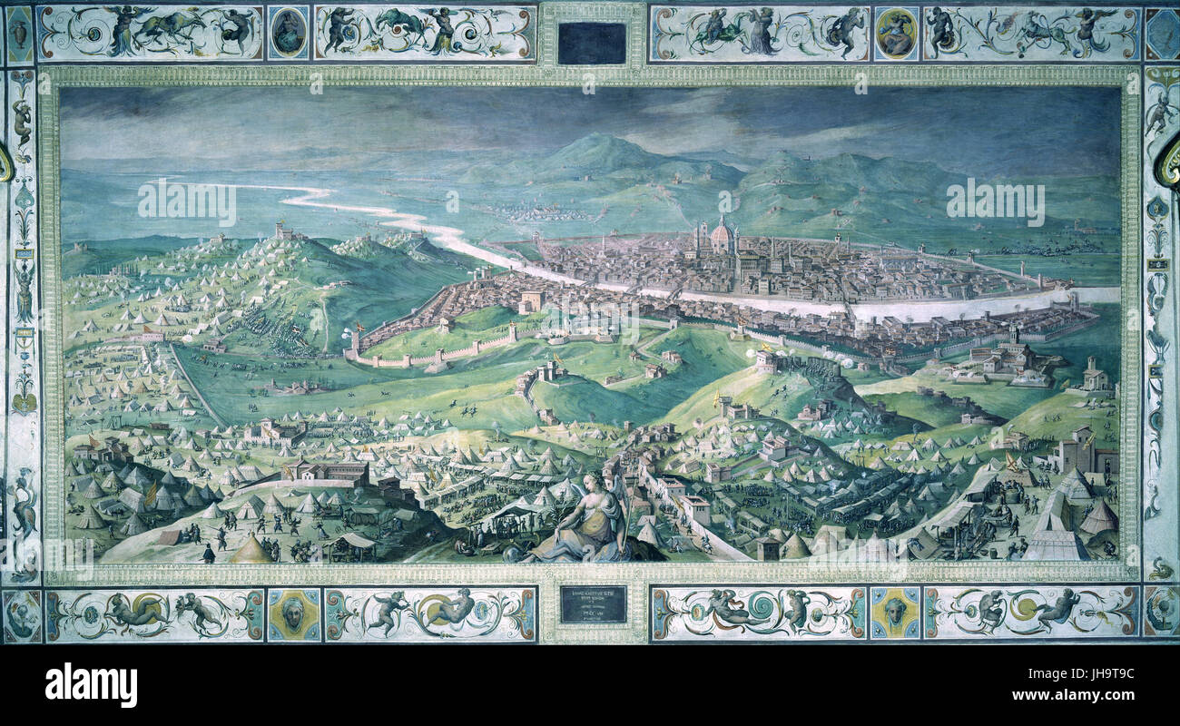 Jan Van der Straet (noto come Giovanni Stradano) - assedio di Firenze - Foto Stock