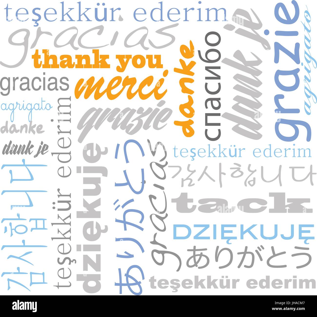 Ringrazio in molte lingue - tag cloud Foto Stock
