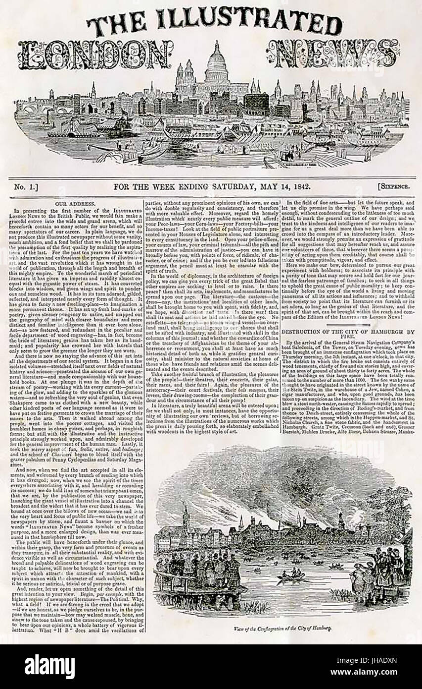ILLUSTRATED LONDON NEWS Prima Edizione 14 Maggio 1842 Foto Stock