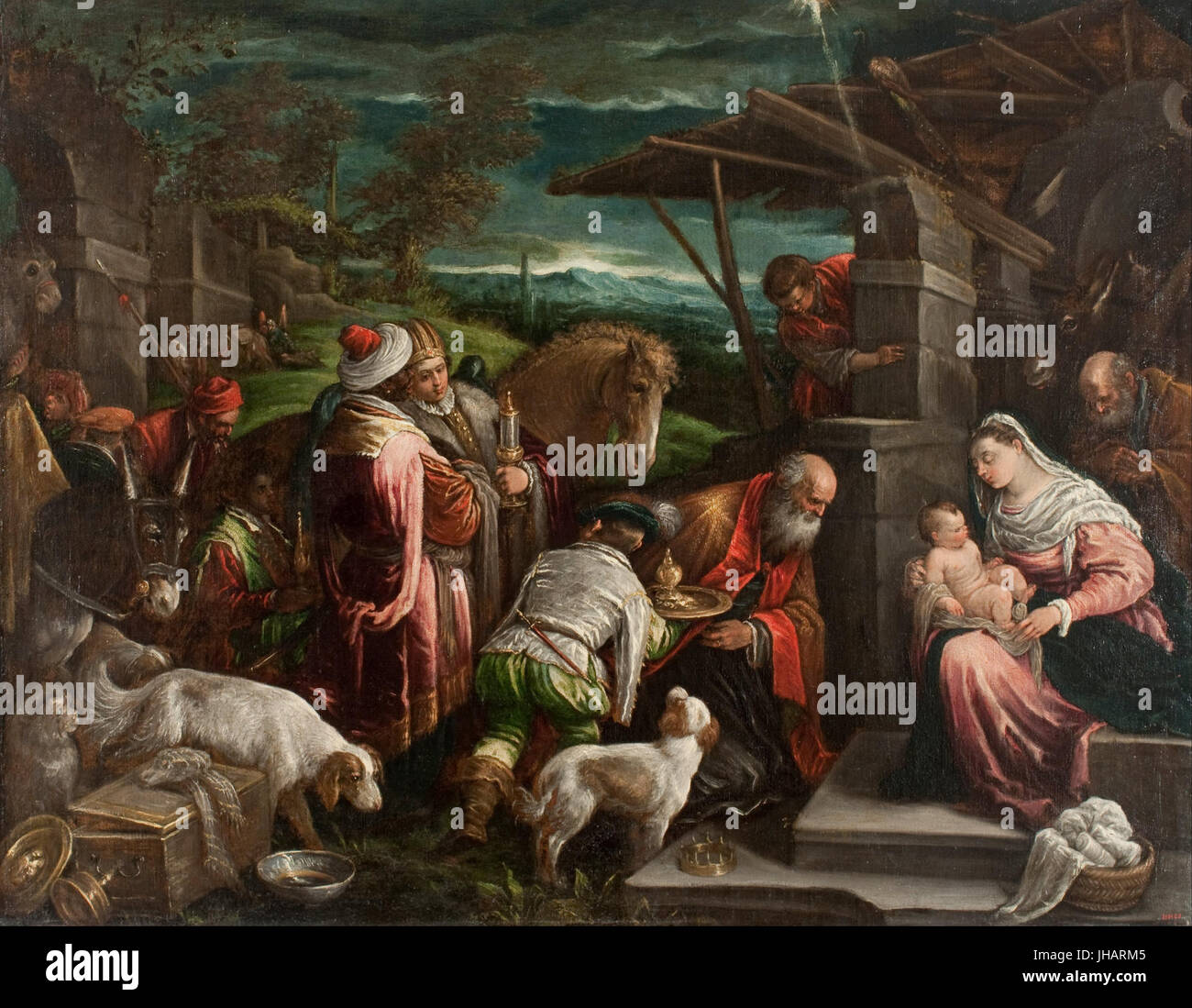 Jacopo Bassano, il vecchio - Adorazione dei Magi - Foto Stock